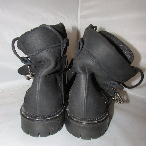 Free People Mountain Brook Hiker Black Buckle Boot Size 39 Preowned - Picture 3 of 5